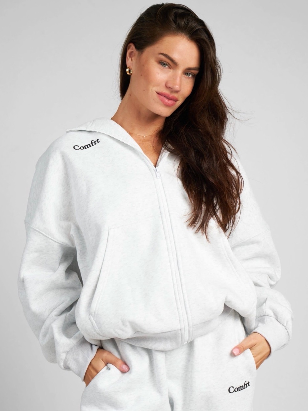 Comfrt Cloud Zip Hoodie-Mega Color: Storm NWOT